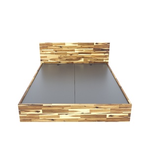 Natural Color 160x200cm Acacia Wood <b>Bed</b> <b>Frame</b> Solid Modern Rustic Japanese Style for Double Queen King Size BedroomsGN68038 - Product Image 3