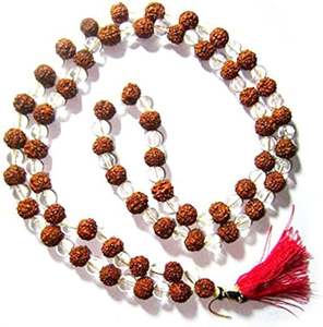 Rudraksha et Crystal Quartz 108 perles japa mala purifié et béni Mala de guérison - Product Image 1
