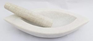 Mortero de mármol Ayurvedic Khal Dasta Bote en forma de tazón de trituración - Product Image 3