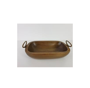 Bol en bois avec poignée en laiton fruits ménage cuisine couverts bassin fruits salade bol stockage et Offre Spéciale - Product Image 6