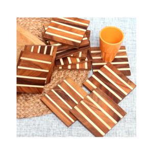 Quality <b>Rustic</b> Farmhouse <b>Wooden</b> Drink Coasters Set | Handmade Coasters for Coffee <b>Tables</b>, <b>Dining</b> Counters & Everyday Kitchen Use - Product Image 2