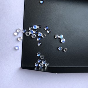 พลอยมูนสโตนสีรุ้งธรรมชาติ3มม. แบบกลมเรียบหลังเรียบอัญมณีหลวม - Product Image 2