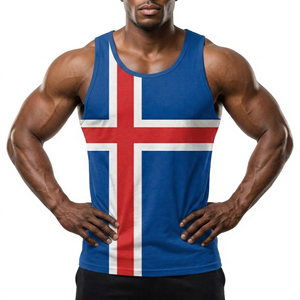 Débardeur pour homme avec imprimé drapeau d'Islande, respirant, col rond, décontracté, sans manches, en polyester tricoté, vêtements de sport - Product Image 3