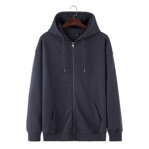 Sweat à capuche personnalisé 400GSM avec fermeture éclair, motif régulier, poches avant, fabrication de vêtements, 100% coton molleton, sweat à capuche uni avec fermeture éclair - Product Image 1