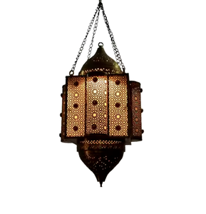 Linternas Colgantes de Metal y Vidrio, Decoración Única PARA EL Hogar y Fiesta de Boda, Linternas de Vela de Diseño Antiguo Marroquí - Product Image 3
