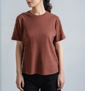 Camiseta de Manga Corta para Mujer, Estilo Color Block, 220g, Talla Grande, Rayas, Secado Rápido, Transpirable, 100% Algodón, Personalizable, Venta al Por Mayor de Fábrica - Product Image 4