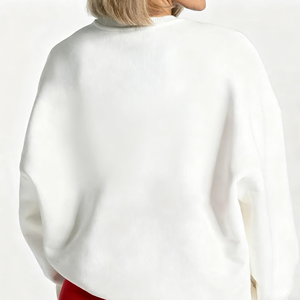 Pull-over décontracté rouge personnalisé de haute qualité pour femme, en polaire de polyester, imprimé et brodé, col rond, automne-hiver - Product Image 5