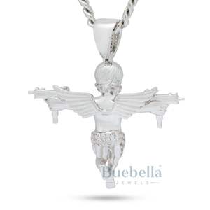 Dual Uzi Angel 925 collar de lujo de plata Iced Bling Moissanite colgantes diseño único chapado en oro Hip Hop declaración fiestas - Product Image 5