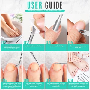 Kit para la Eliminación de Uñas Encarnadas con Cortaúñas de Acero Inoxidable, Lima y Elevadores de Uñas Encarnadas, Cuchilla Recta - Product Image 4