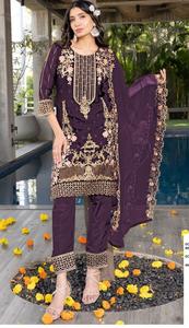 Nouveau Kurtis de travail brodé en organza pakistanais cousu pour femmes avec costume Palazzo vente en ligne vêtements indiens et pakistanais - Product Image 3