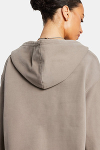 Sudadera recortada con cremallera y pantalones marrones con logotipo personalizado para mujer, conjunto de dos piezas, chándal para mujer, conjunto de sudadera con hombros caídos, venta al por mayor - Product Image 4