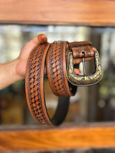 Cinturón de cuero genuino hecho a mano auténtico, cinturón floral pintado a mano occidental, cinturón de cintura Unisex de cuero mecanizado recién llegado - Product Image 4