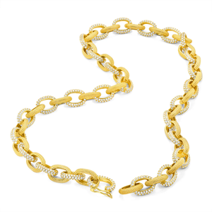 สร้อยคอทองคำ Rolo สายโซ่ทำมือสแตนเลสสตีลเพชร IGI วินเทจได้รับการรับรองสำหรับงานแต่งงานของผู้หญิงแฟชั่นมีสไตล์ - Product Image 5