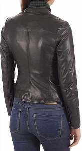 Chaqueta de estilo de moda para mujer, chaqueta de estilo personalizado teñida lisa de cuerpo de cuero genuino, venta al por mayor, temporada de otoño corta - Product Image 2