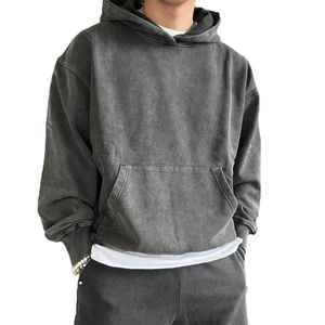 Custom Logo Heavyweight French Terry Cotton Sweatshirt Men's Unisex <b>Oversized</b> Streetwear <b>Hoodie</b> Blank Washed <b>Long</b> Length - Product Image 3