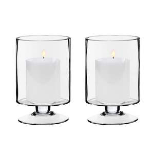 <b>Glass</b> Hurricane Pillar <b>Candle</b> <b>Holders</b> Multiple Size Choices Short Stem <b>Candle</b> Jars Stemmed <b>Glass</b> <b>Cylinder</b> <b>Candle</b> Vase - Product Image 2