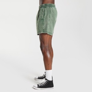 Pantalones cortos lavados personalizados Parche de rizo francés Bordado Transpirable 100% Algodón Streetwear Vintage Sun Faded Acid Wash Shorts para hombres - Product Image 2