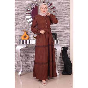 Vestido Casual con Detalles a Rayas de Dantel - Product Image 1