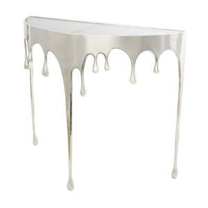 Silver X Frame <b>Console</b> <b>Table</b> <b>with</b> Polished Metal Structure and Clear Glass <b>Top</b> for Stylish Modern Finish - Product Image 3