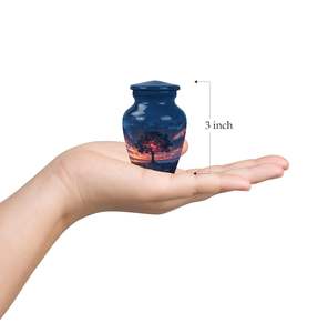 Urne Galactic Bloom pour adultes Urne artistique cosmique bleue et rose crépusculaire pour cendres Urne décorative moderne au coucher du soleil - Product Image 6