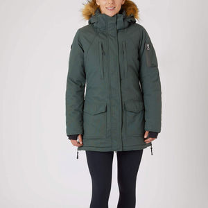 Veste parka longue pour femme, respirante, en nylon brut, tissu confortable, style zippé, prix bas, équitation - Product Image 3