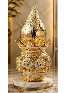 Artículo Decorativo de Lujo para Pooja, con Acabado en Oro 24K y Plata 999, Diseño de Coco Kalash, para Decoración del Hogar, Aniversarios y Templos - Product Image 3