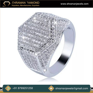 Bague personnalisée en argent 925 plaqué rhodium avec diamant moissanite de forme hexagonale, cadeau de fiançailles, de mariage, d'anniversaire, de fête, unisexe, de luxe - Product Image 4