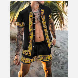OEM verano hombres 2 piezas conjuntos cortos de manga corta ropa de playa Jogging traje Hawaii hombres dos piezas conjuntos cortos camiseta y pantalones cortos conjunto - Product Image 2