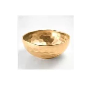 Petit bol de service en métal décoratif de luxe moderne feuille noire dorée plat de collation de fruits à salade poli jetable support de base inclus - Product Image 1