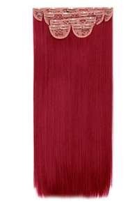 Lot de 4 extensions de cheveux lisses de 26 pouces, bordeaux, rouge rubis, à clipser, extensions de cheveux humains longs vierges au prix d'usine - Product Image 2