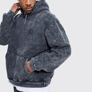 Style lavage à l'acide unisexe survêtement lourd Streetwear personnalisé bouffée impression surdimensionné lavage à l'acide à capuche ensemble - Product Image 3