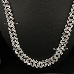 925 Sterling Silver 12 MM Wide Unisex VVS Moissanite Diamond Cuban <b>Link</b> Chain Christian Luxury Necklace for Party & Gift - Product Image 4