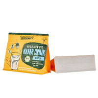 Sac à fond plat avec fermeture éclair, 400g, 14.11oz, 0.88lb, 150 microns, orange, bleu, blanc, noir, MATT OPP/papier/NY/PE, qualité alimentaire, pour poudre alimentaire