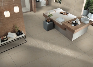 Azulejos de Porcelana MONO KHAKI LT de Estilo Europeo Moderno de 600x1200 mm, Acabado Mate, Antideslizantes, Antibacterianos, para Pisos de Villas, 9 mm - Product Image 3