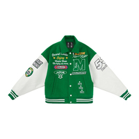 Veste universitaire d'hiver pour homme en toile de haute qualité, broderie chenille, manches en cuir, style baseball personnalisé, vente en gros