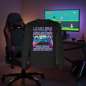 Superbe t-shirt de jeu vidéo 2011 pour garçon de 14 ans, niveau 14 débloqué, t-shirt promotionnel unisexe à manches longues de qualité supérieure - Product Image 3