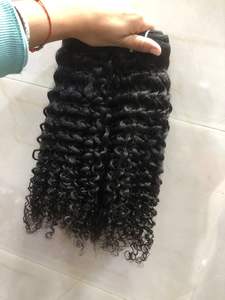 Top 100% cutícula alineada doble trama negro mujeres 20 \ "paquetes rizados extensión de cabello indio proveedor de cabello humano alto - Product Image 3