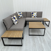 Pham Gia TEXAS SF00049 Ensemble de canapés d'extérieur de luxe moderne et confortable en forme de L avec structure en acier, en bois d'acacia, teck et rotin CD Garden