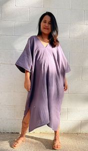 Double Gauze Cotton <b>Kaftan</b> <b>Maxi</b> Dress Loose Boho Dress Airy Cotton Summer Dress Comfortable Lounge Wear - Product Image 2