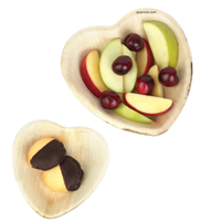 Vajilla Desechable Ecológica, Libre de BPA, Biodegradable, Hecha de Hoja de Areca, en Forma de Corazón, para Fiestas y Cumpleaños, Venta al Por Mayor