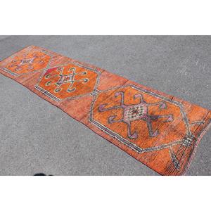 พรมตุรกีขนาด 3x11.3 ฟุต สีส้มชมพู พรมขนสัตว์เปอร์เซียแบบวินเทจ - Product Image 4