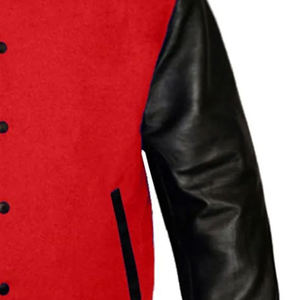 Chaqueta universitaria personalizada con mangas de cuero para hombre, chaquetas de invierno y otoño para hombre, parche bordado con logotipo listo para enviar - Product Image 3