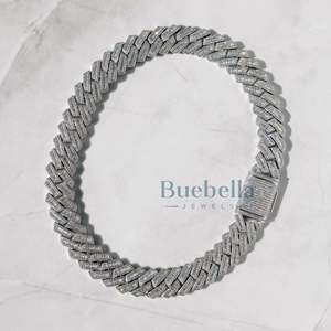 Collar de cadena de eslabones cubanos de 19mm para hombre, de Plata de Ley 925 Baguette, Diamante VVS, moissanita, estilo Hip Hop, joyería fina - Product Image 4