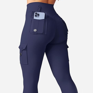 Customized Women's Yoga <b>Leggings</b> Cargo Active Fitness Scrunch Butt Lifting Yoga Tight Running Workout Yoga <b>Leggings</b> With Pockets - Product Image 3