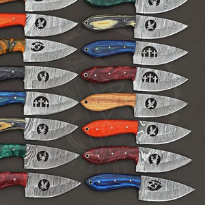 Cuchillo de Supervivencia de Hoja Fija de Acero de Damasco de Alta Calidad con Mango de Madera y Funda de Cuero, Personalizable OEM - Product Image 2