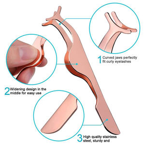 Pince à épiler et applicateurs d'extension de cils couleur or rose Pince à épiler applicateur de cils pour soins de beauté personnels - Product Image 3