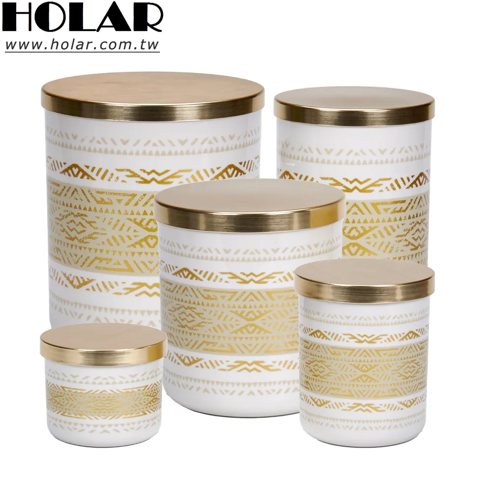 [Holar] penyimpanan makanan akrilik tutup emas dirancang bulat kedap udara Taiwan dibuat dengan cetak emas putih