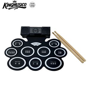 Kit <span class=keywords><strong>de</strong></span> Batería Electrónica Portátil, Set <span class=keywords><strong>de</strong></span> Batería Enrollable con 9 Almohadillas <span class=keywords><strong>de</strong></span> Silicona, Altavoz Estéreo Integrado y <span class=keywords><strong>Baquetas</strong></span> - Product Image 2