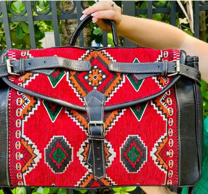 Kilim tapis sac de voyage en cuir véritable sac de sport marocain sac de week-end sangle réglable Design bohème Unique - Product Image 4