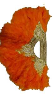 Abanicos de mano nupciales tradicionales Plumas de colores Diseño de flores personalizadas Precio barato Proveedor indio Abanicos de mano personalizados para - Product Image 4